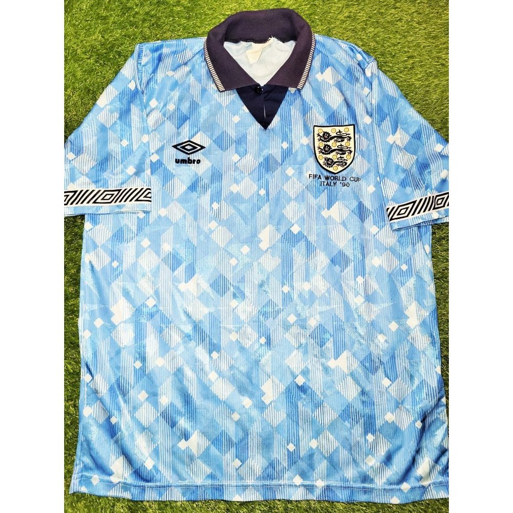 England Umbro 1990 WORLD CUP Third Blue Soccer Jersey Shirt M